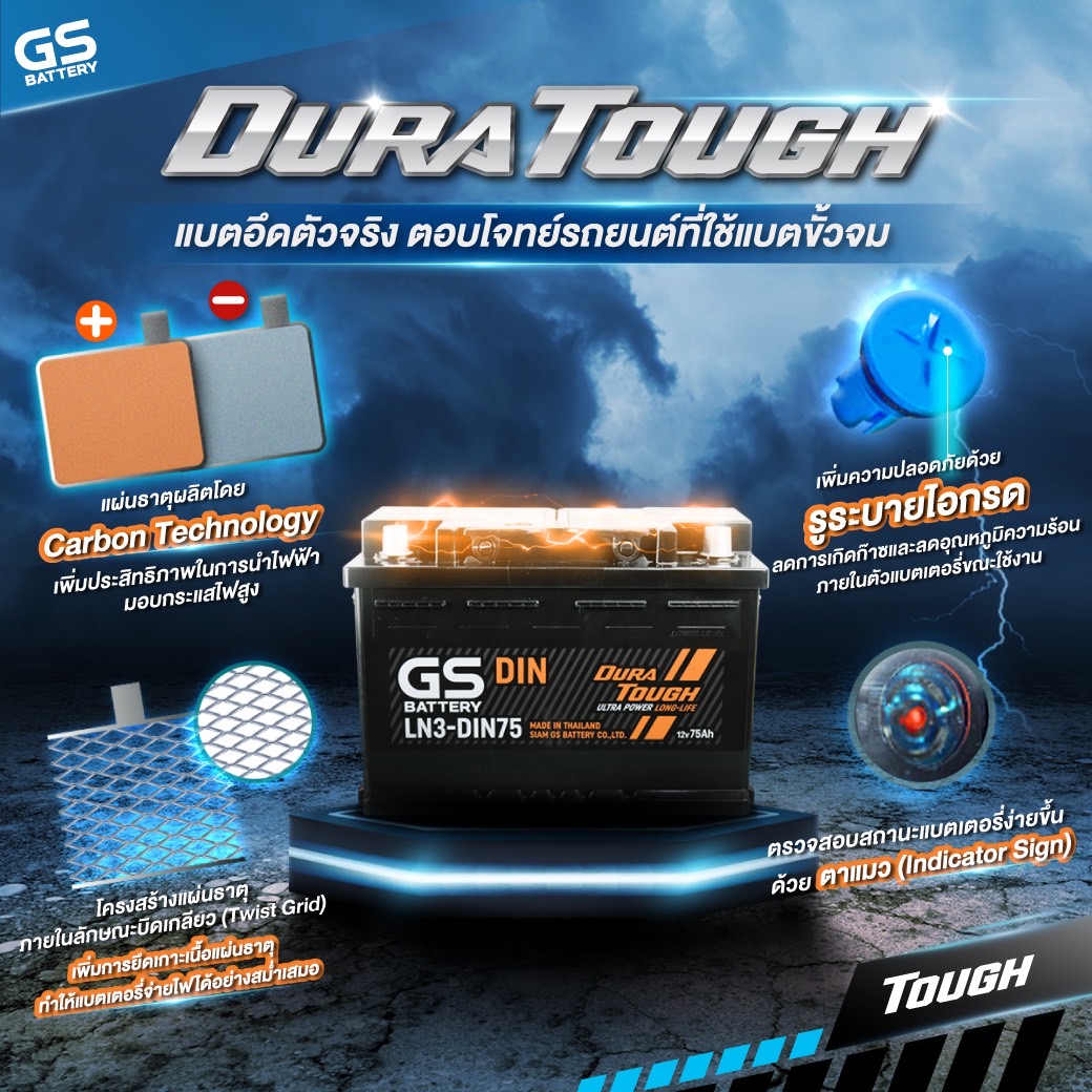 DURA TOUGH กลุ่ม DIN แบตเตอรี่ประเภทขั้วจม อึดได้ใจคนใช้รถ!